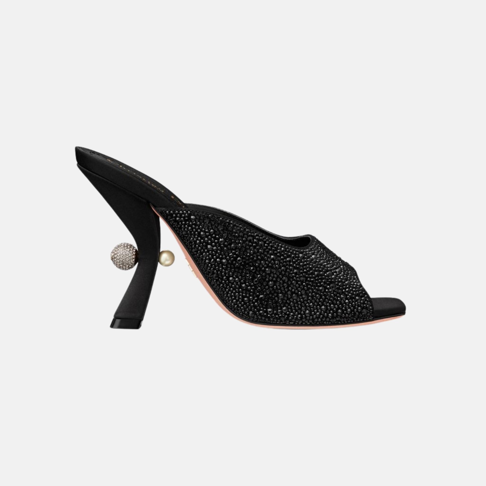 Or Dior Tribales Heeled Slide In Suede Goatskin &amp; Strass