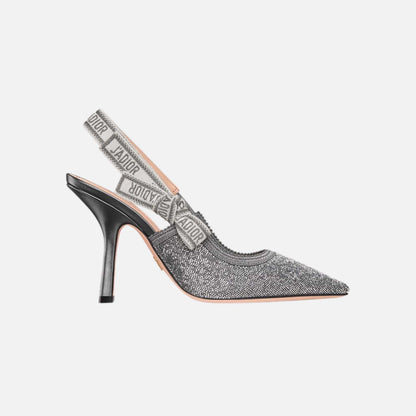 Or JAdior Slingback Pump In Embroidered Cotton &amp; Beads