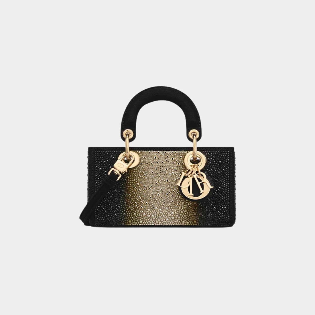 Or Lady D-Joy Micro Bag with Gold-Tone and Black Strass