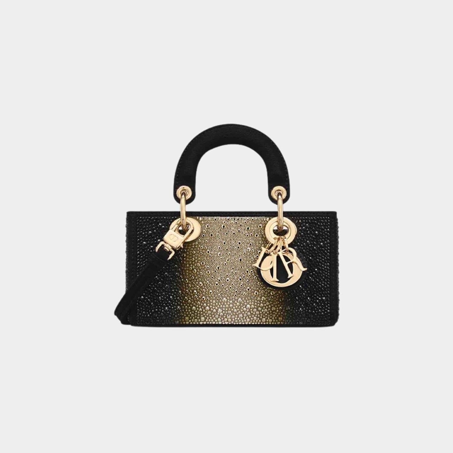 Or Lady D-Joy Micro Bag with Gold-Tone and Black Strass