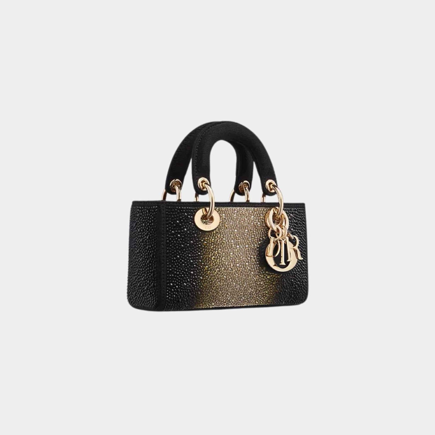 Or Lady D-Joy Micro Bag with Gold-Tone and Black Strass