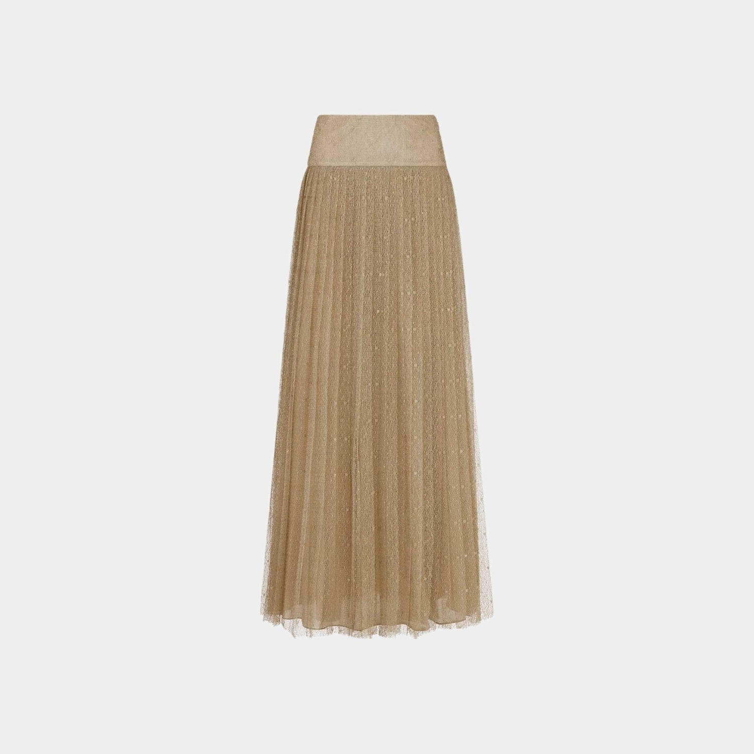 Or Long Pleated Skirt Gold-Tone Technical Tulle