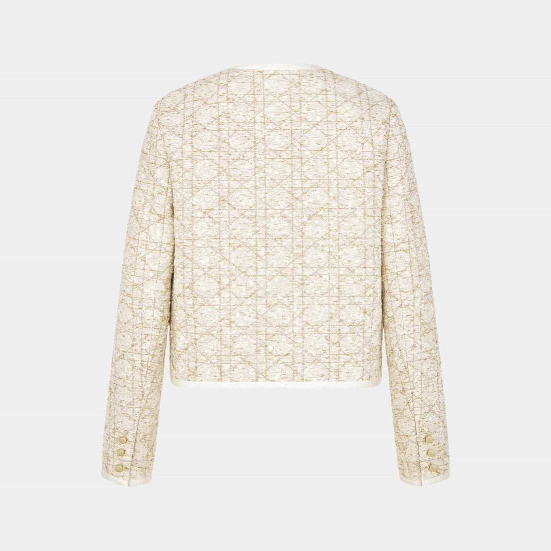 Or Macrocannage Jacket White and Gold-Tone Cotton-Blend Tweed