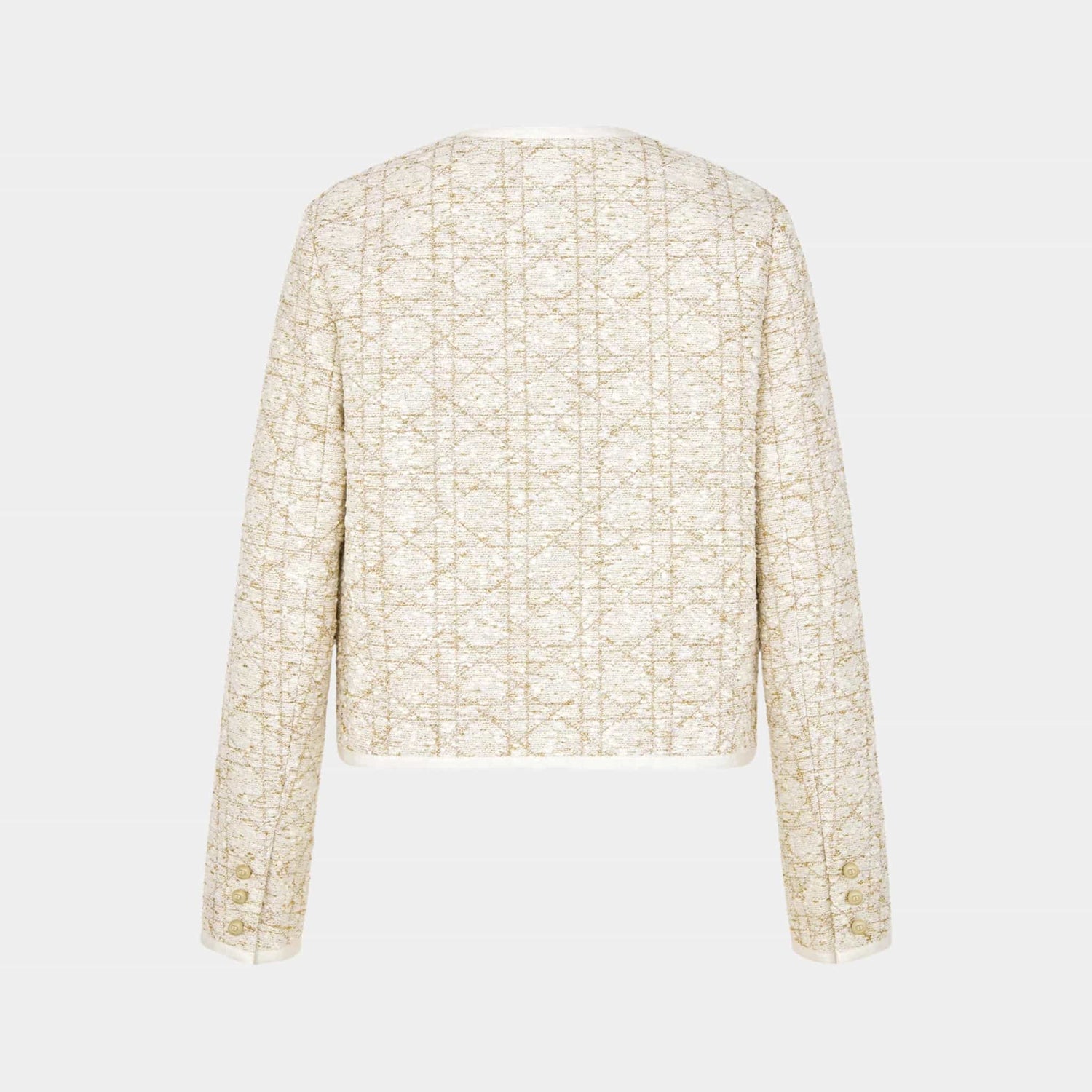 Or Macrocannage Jacket White and Gold-Tone Cotton-Blend Tweed
