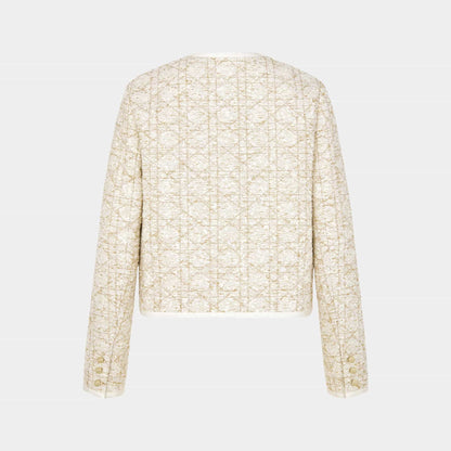 Or Macrocannage Jacket White and Gold-Tone Cotton-Blend Tweed