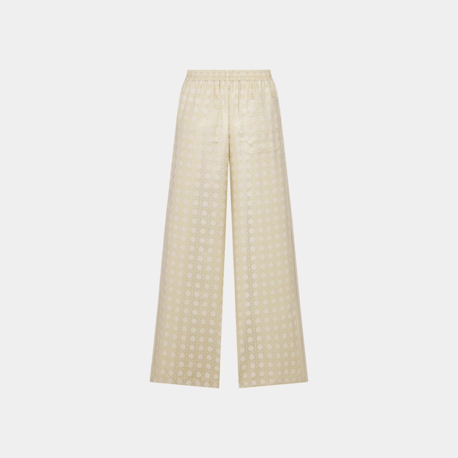 Or Macrocannage Silk Twill Pants with Gold-Tone Motif