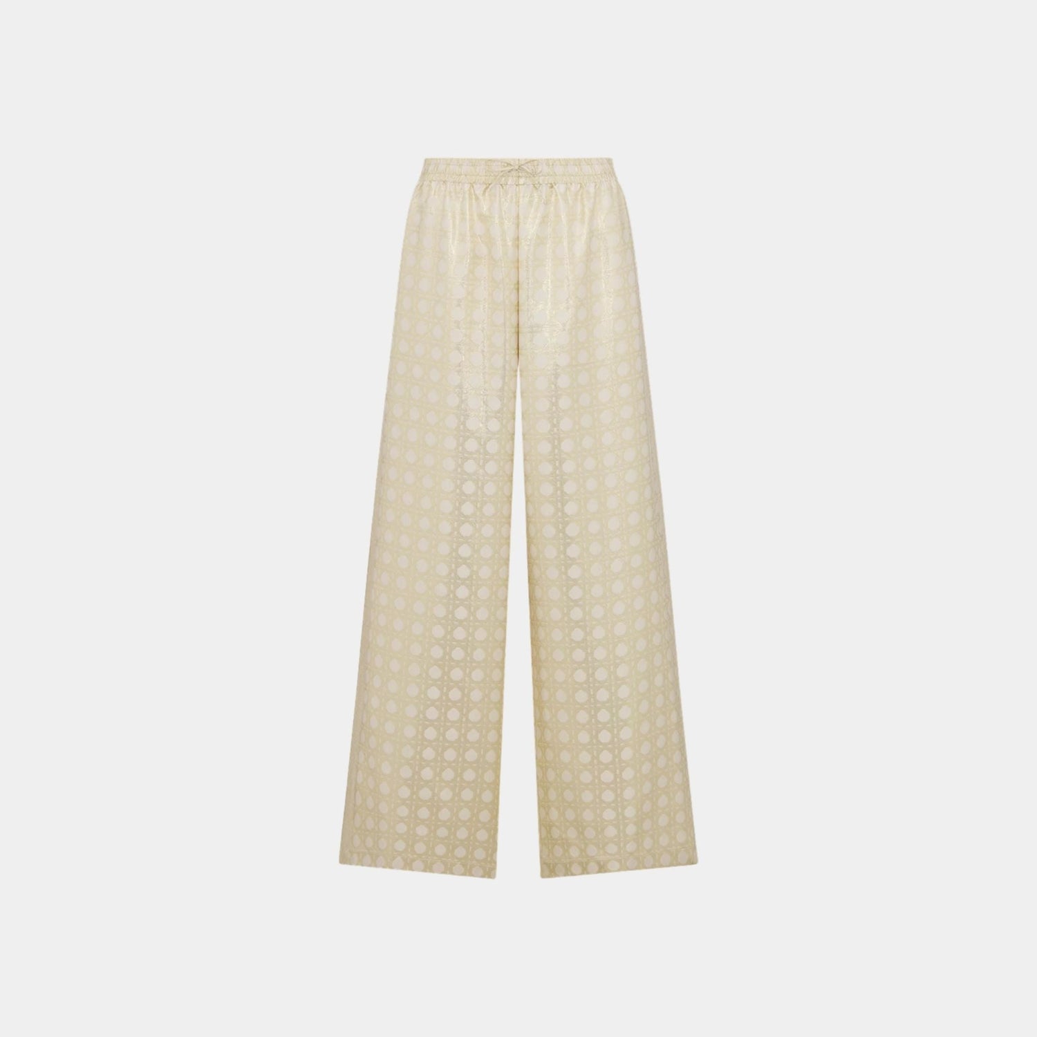Or Macrocannage Silk Twill Pants with Gold-Tone Motif