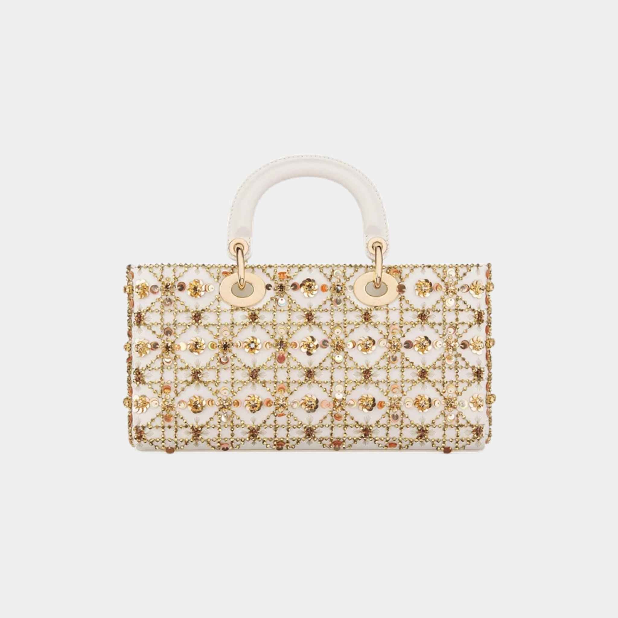 Or Medium Lady D-Joy Bag With Gold-Tone Sequins