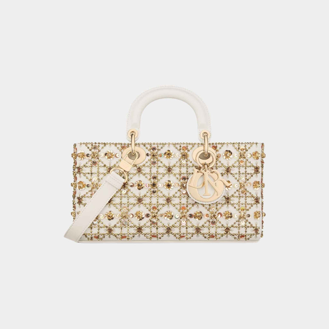 Or Medium Lady D-Joy Bag With Gold-Tone Sequins