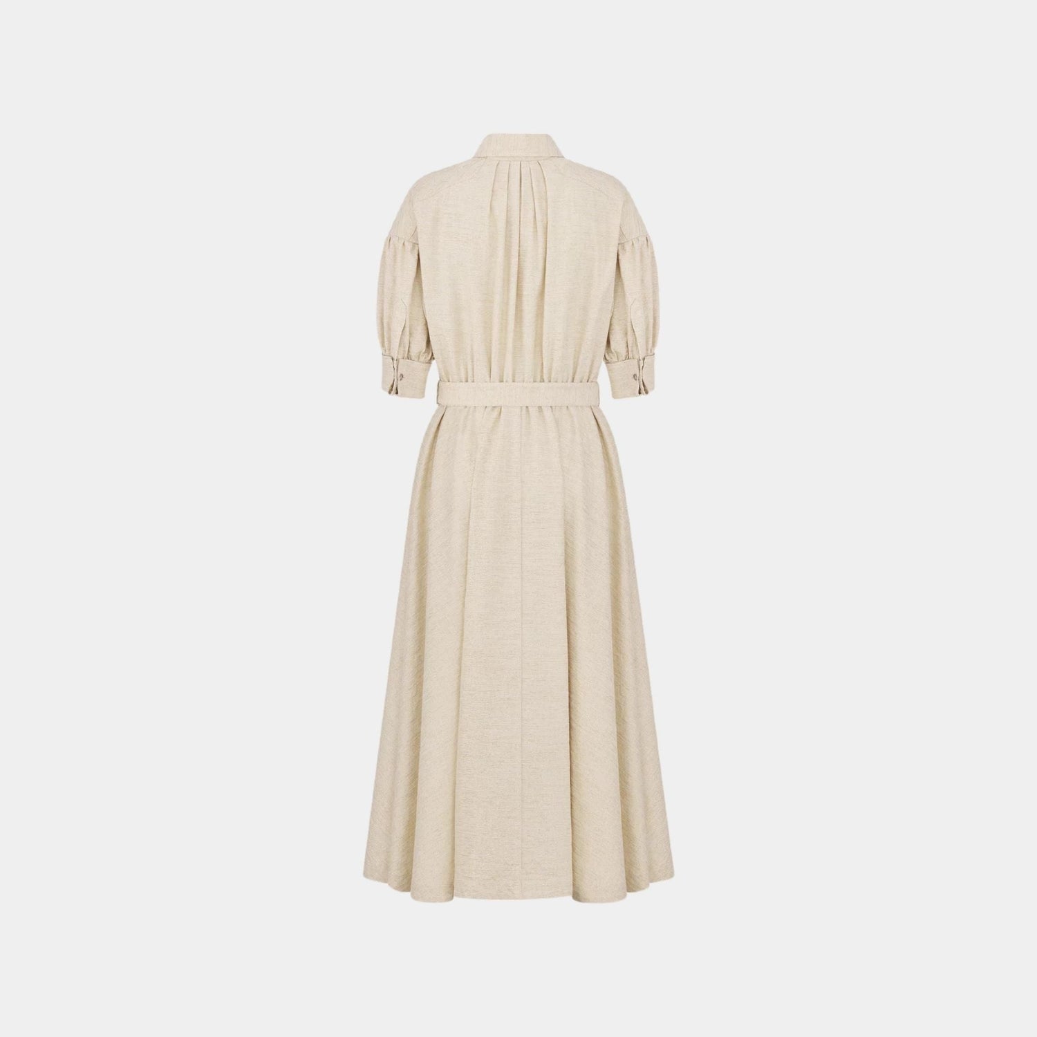 Or Mid-Length Flared Dress Gold-Tone Cotton Denim