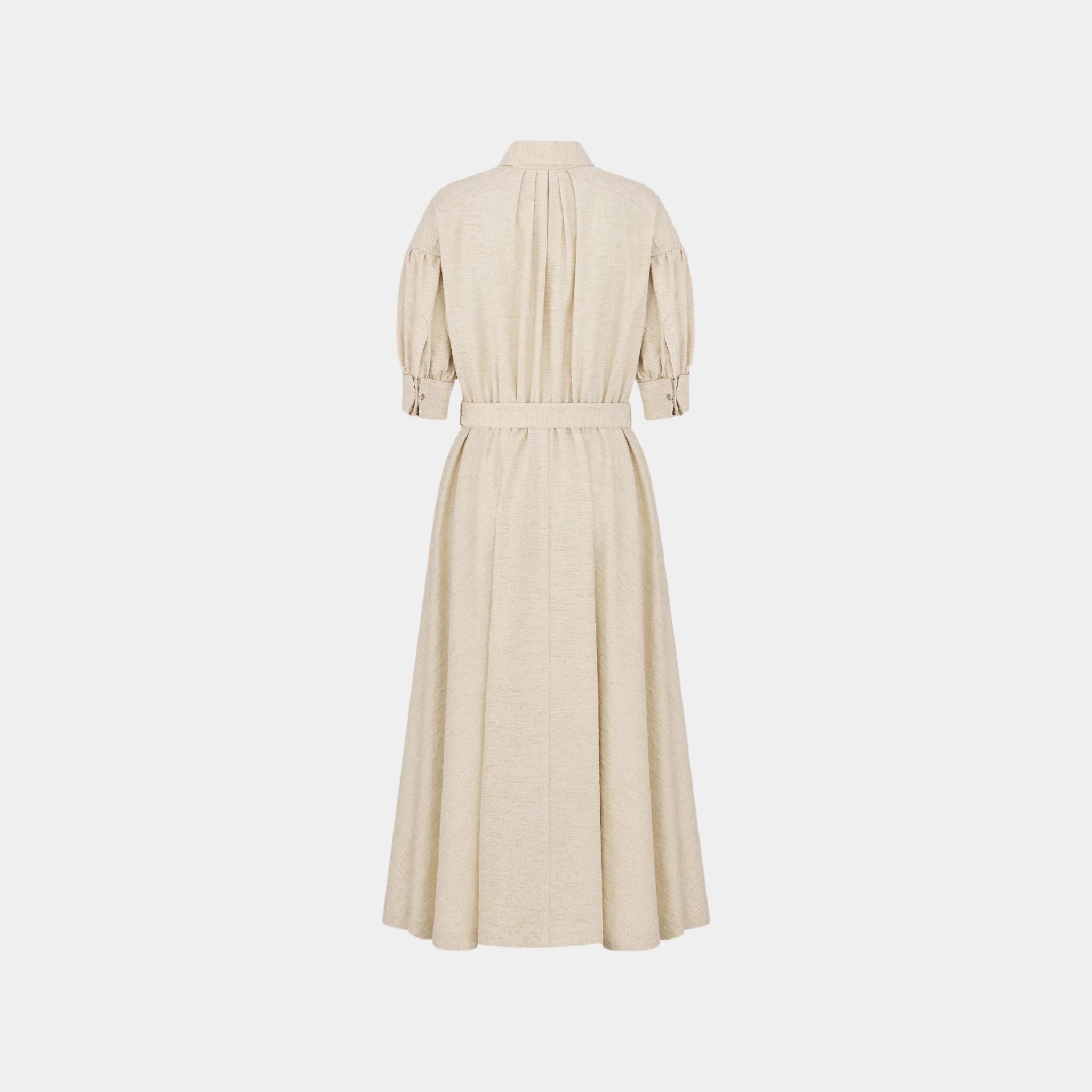 Or Mid-Length Flared Dress Gold-Tone Cotton Denim