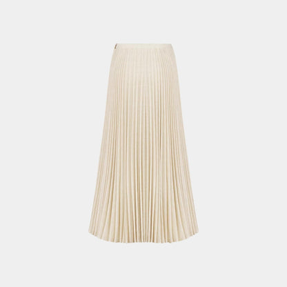Or Mid-Length Pleated Skirt Gold-Tone Cotton-Blend Denim