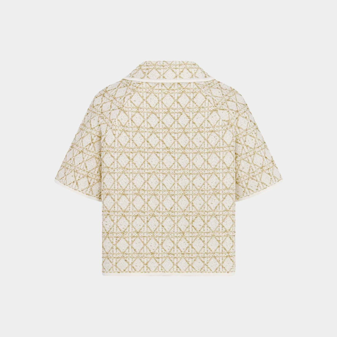 Or Short-Sleeved Cannage Jacket White Gold Cotton Tweed