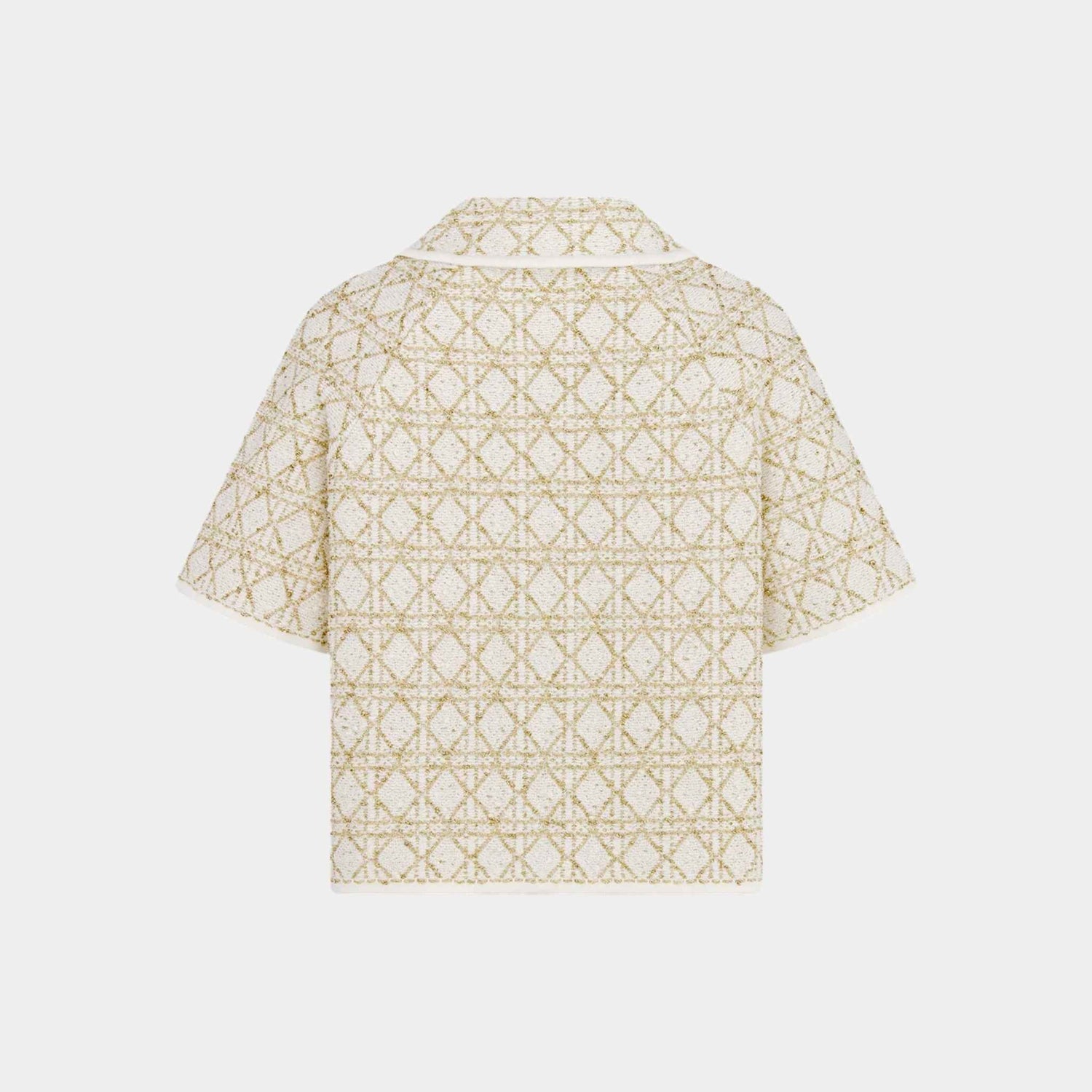 Or Short-Sleeved Cannage Jacket White Gold Cotton Tweed