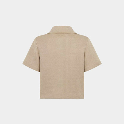 Or Short-Sleeved Jacket Gold-Tone Technical Knit