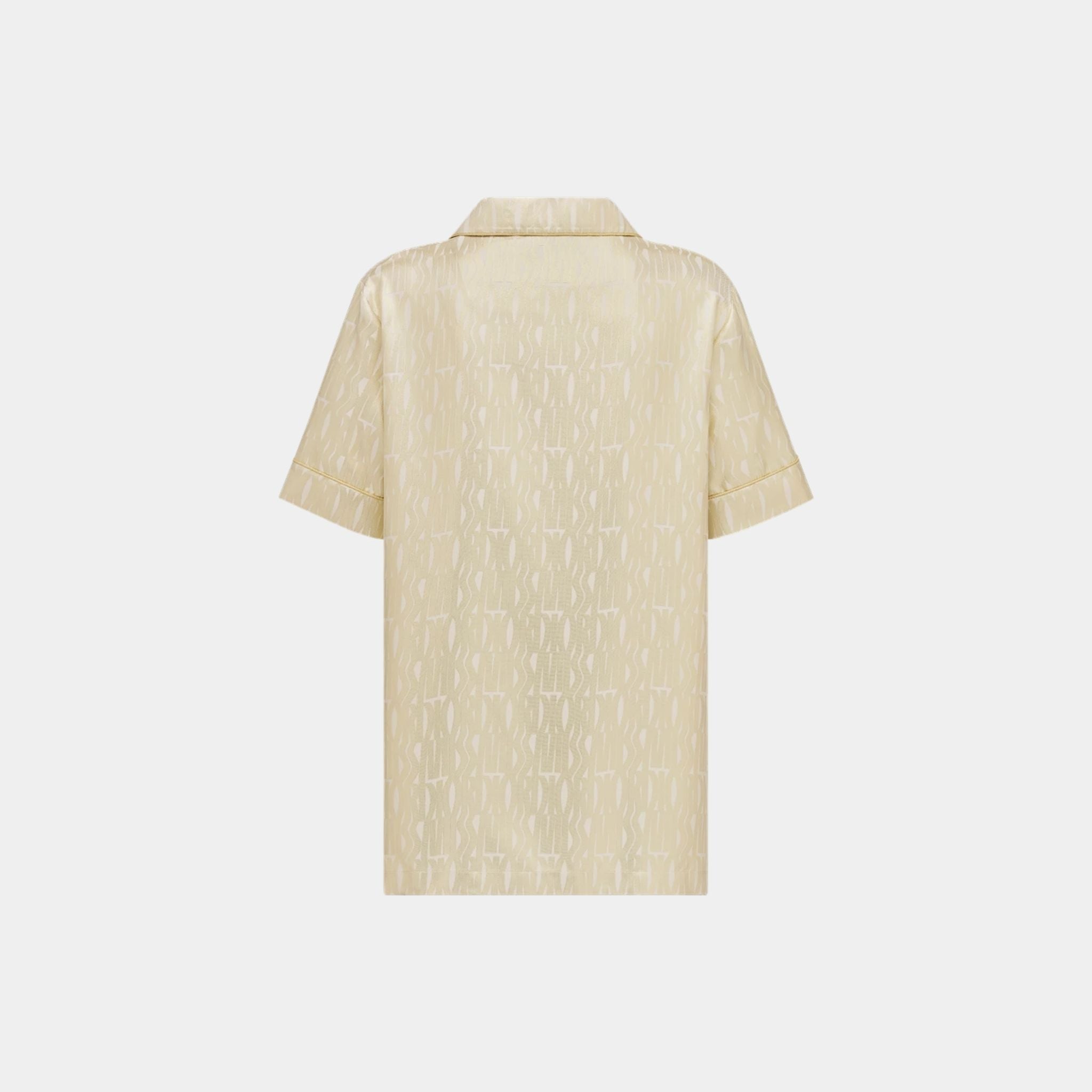 Or Short-Sleeved Shirt Latte Silk Twill Gold Miss Dior Motif