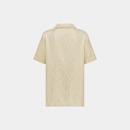 Or Short-Sleeved Shirt Latte Silk Twill Gold Miss Dior Motif