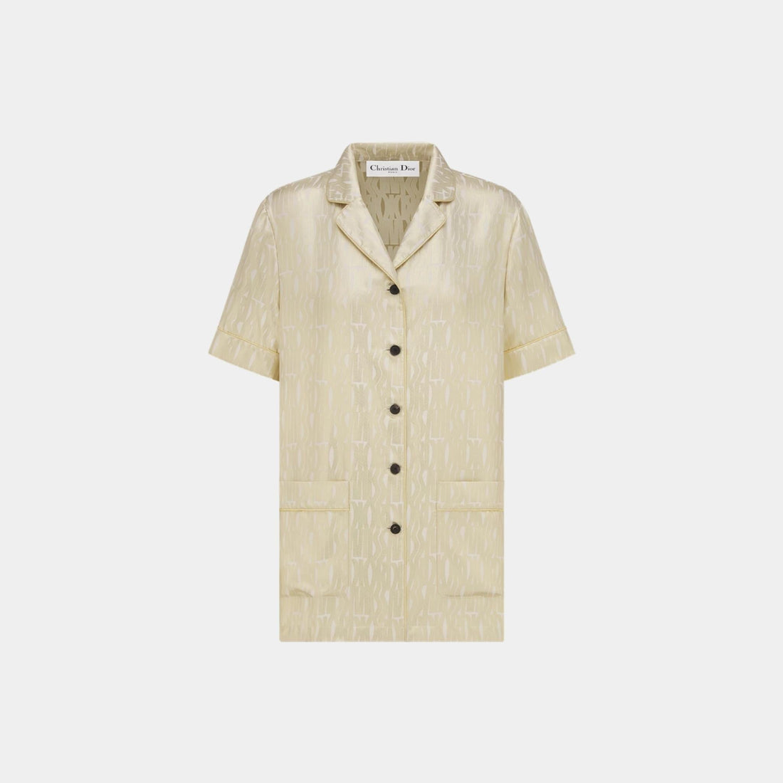 Or Short-Sleeved Shirt Latte Silk Twill Gold Miss Dior Motif