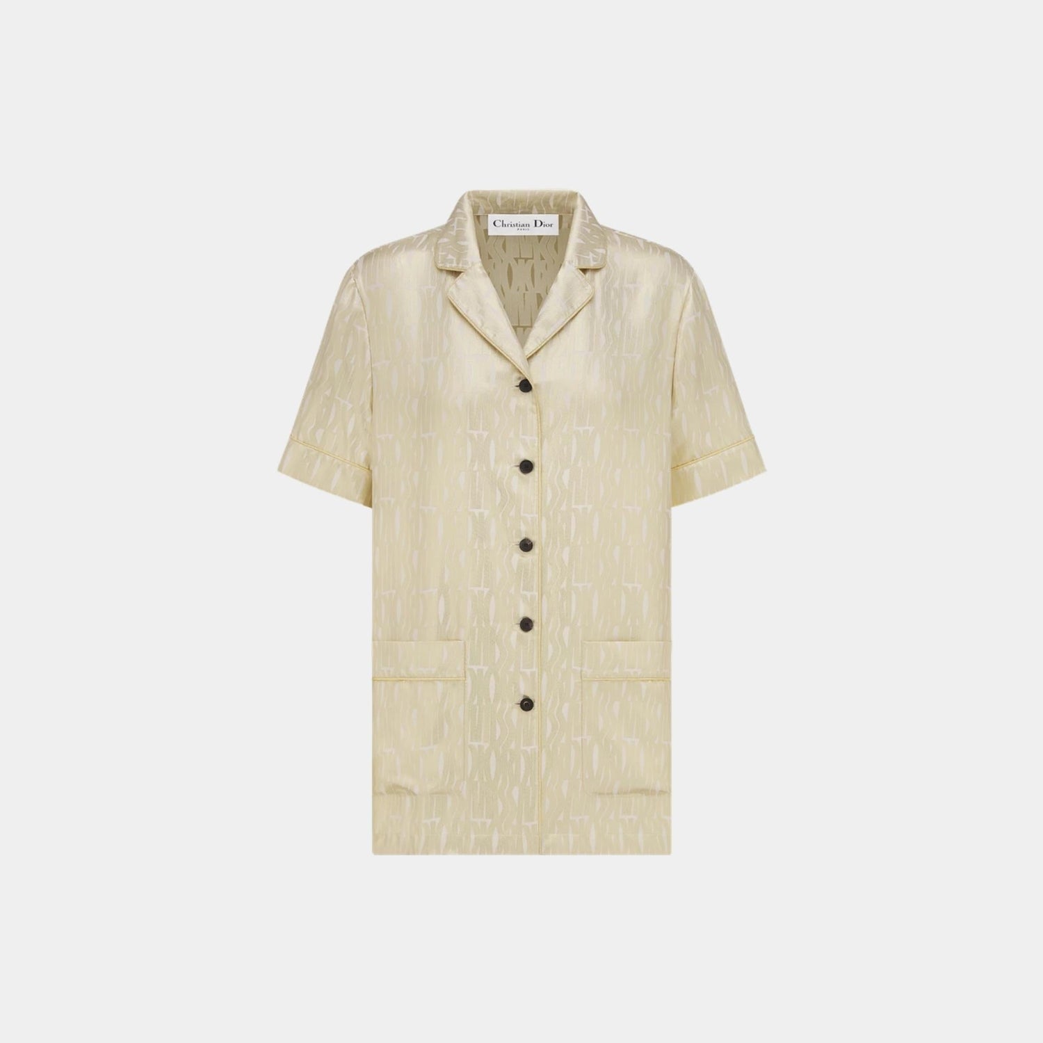 Or Short-Sleeved Shirt Latte Silk Twill Gold Miss Dior Motif
