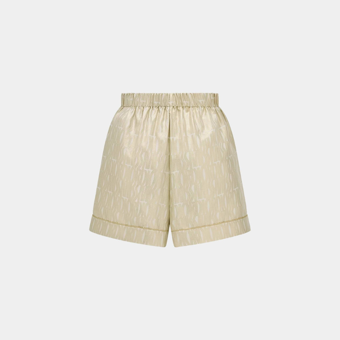 Or Shorts in Latte Silk Twill with Gold Miss Dior Motif