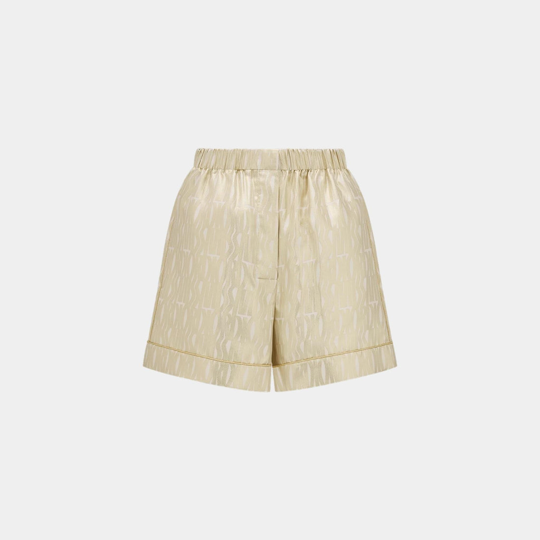 Or Shorts in Latte Silk Twill with Gold Miss Dior Motif