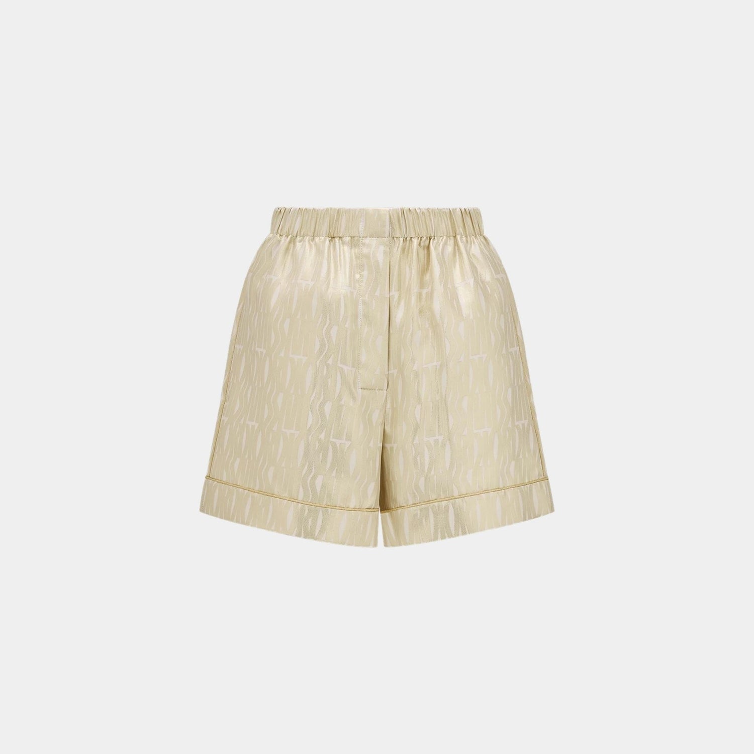 Or Shorts in Latte Silk Twill with Gold Miss Dior Motif