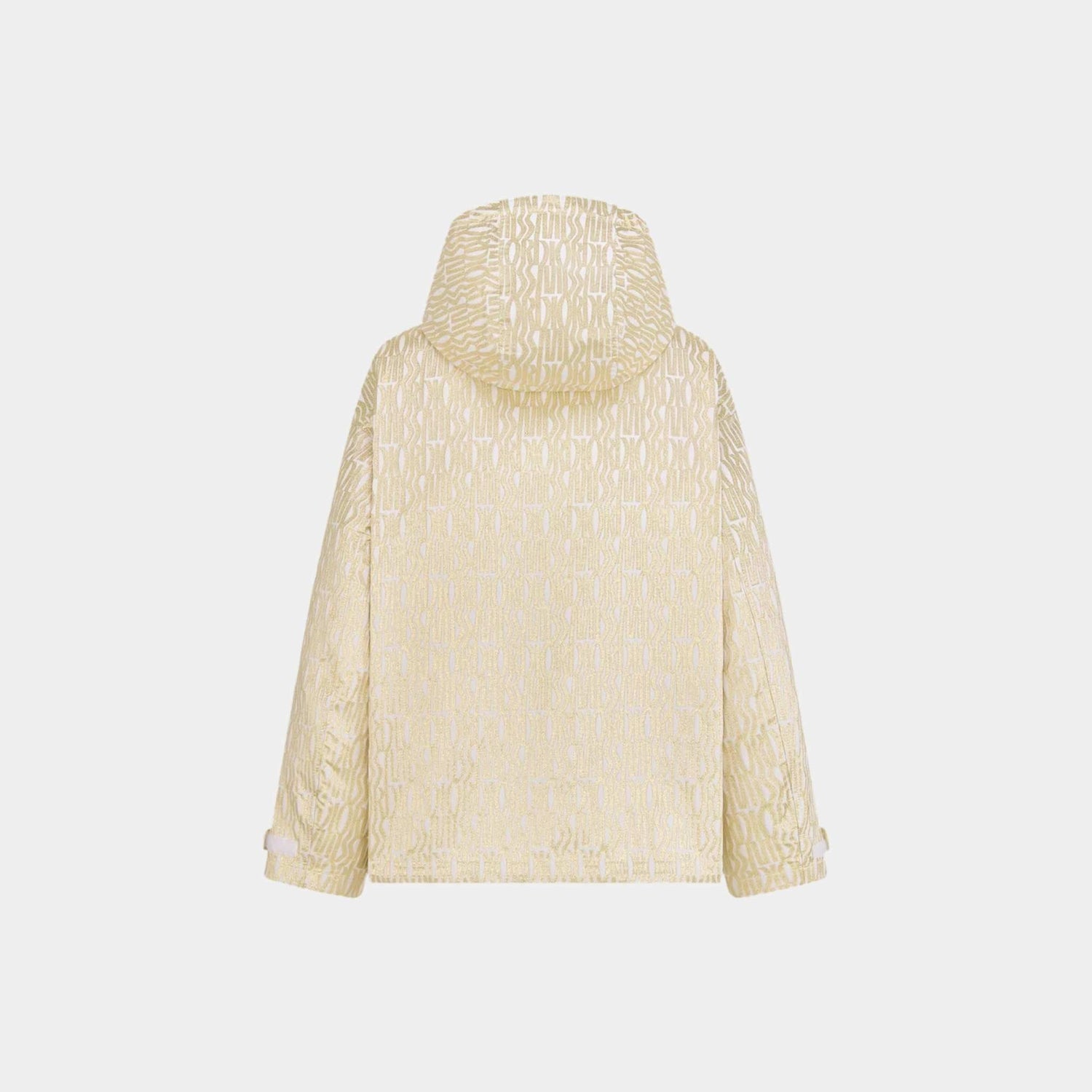 Or Waterproof Hooded Jacket White Technical Taffeta Jacquard with Gold-Tone Miss Dior Allover Motif