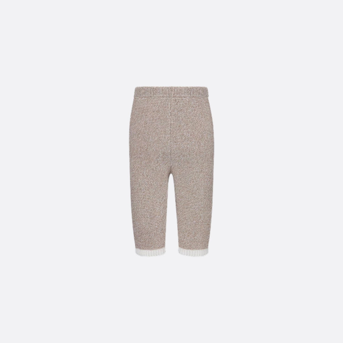 Pants Heathered Beige and Ivory Wool and Cashmere Tricot Knit