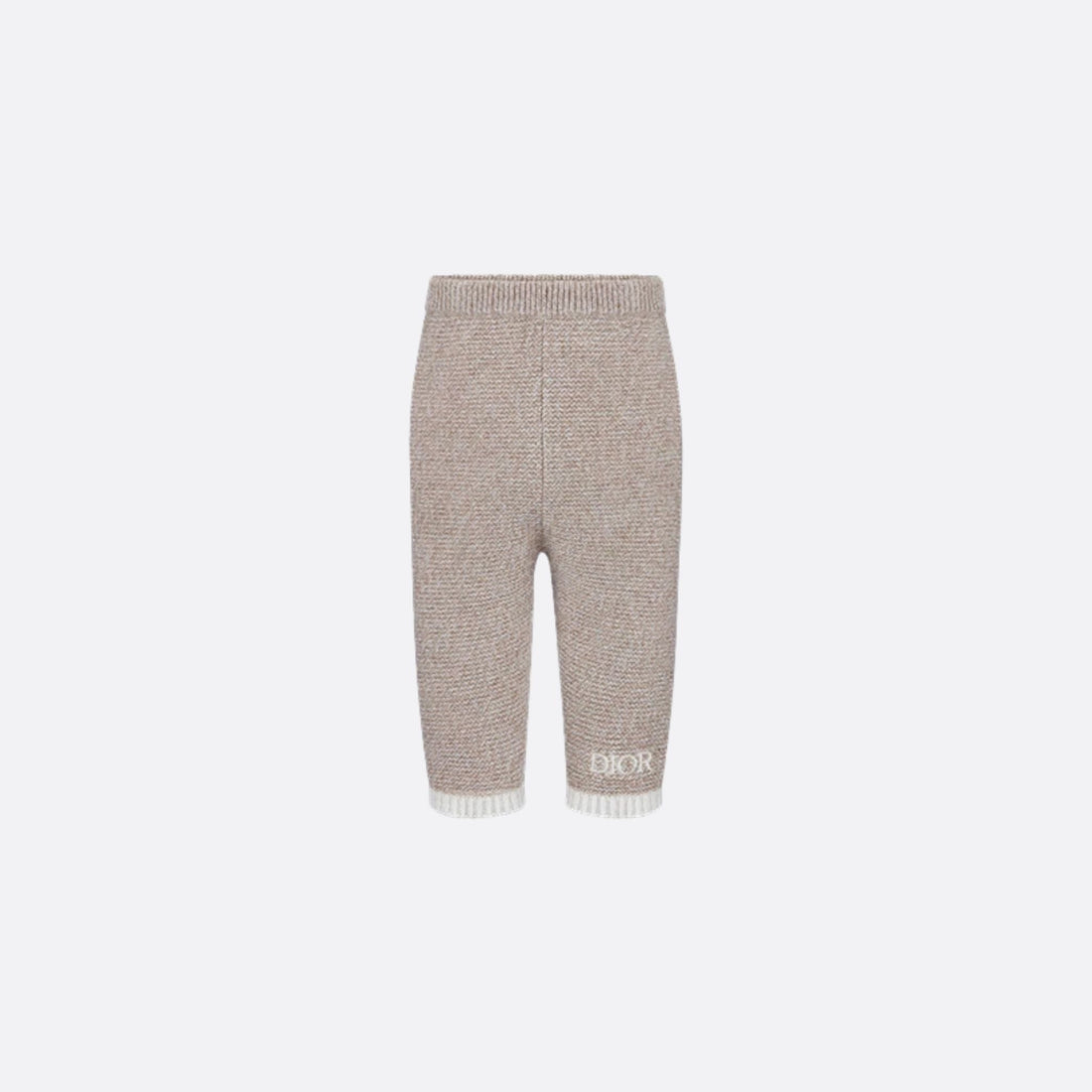 Pants Heathered Beige and Ivory Wool and Cashmere Tricot Knit