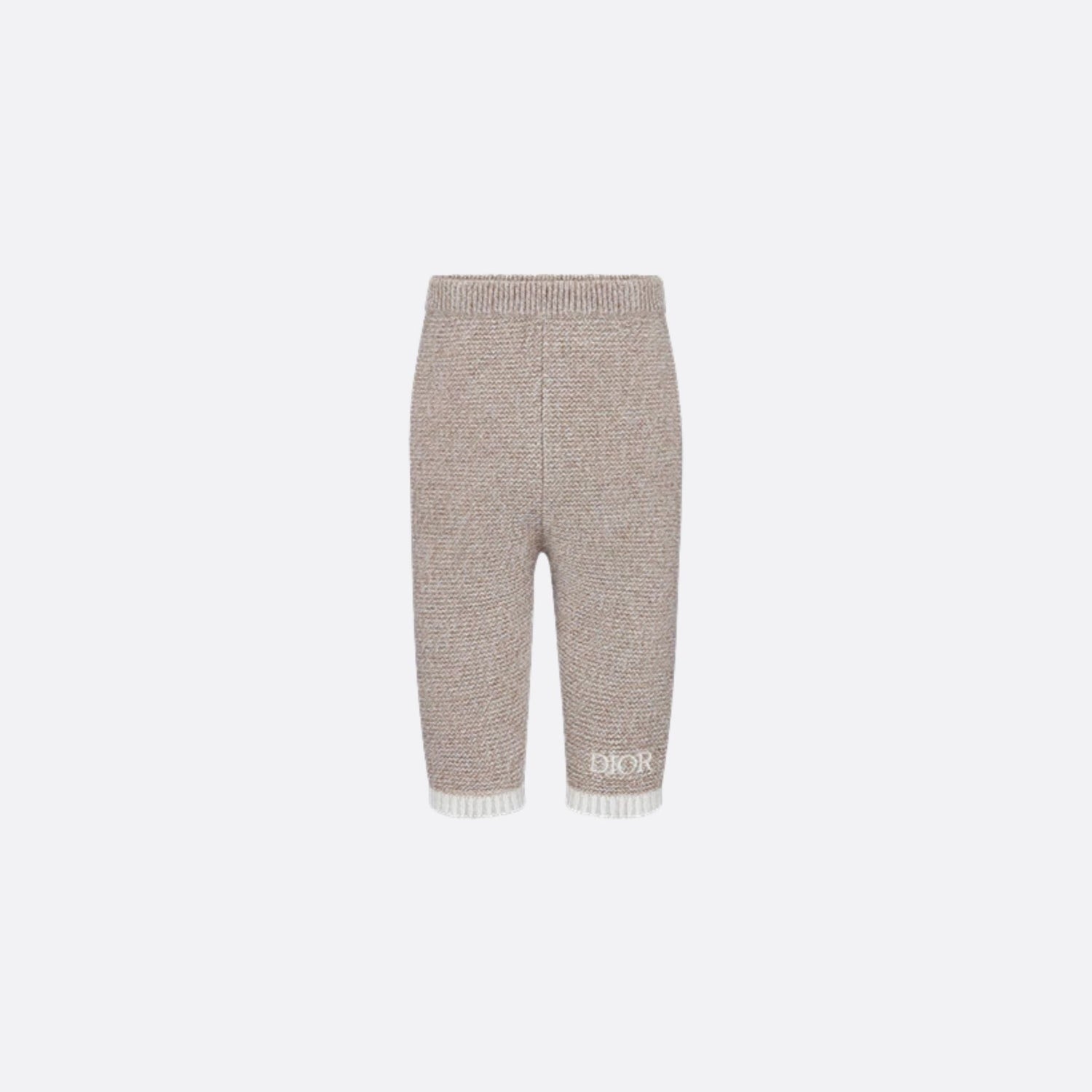 Pants Heathered Beige and Ivory Wool and Cashmere Tricot Knit