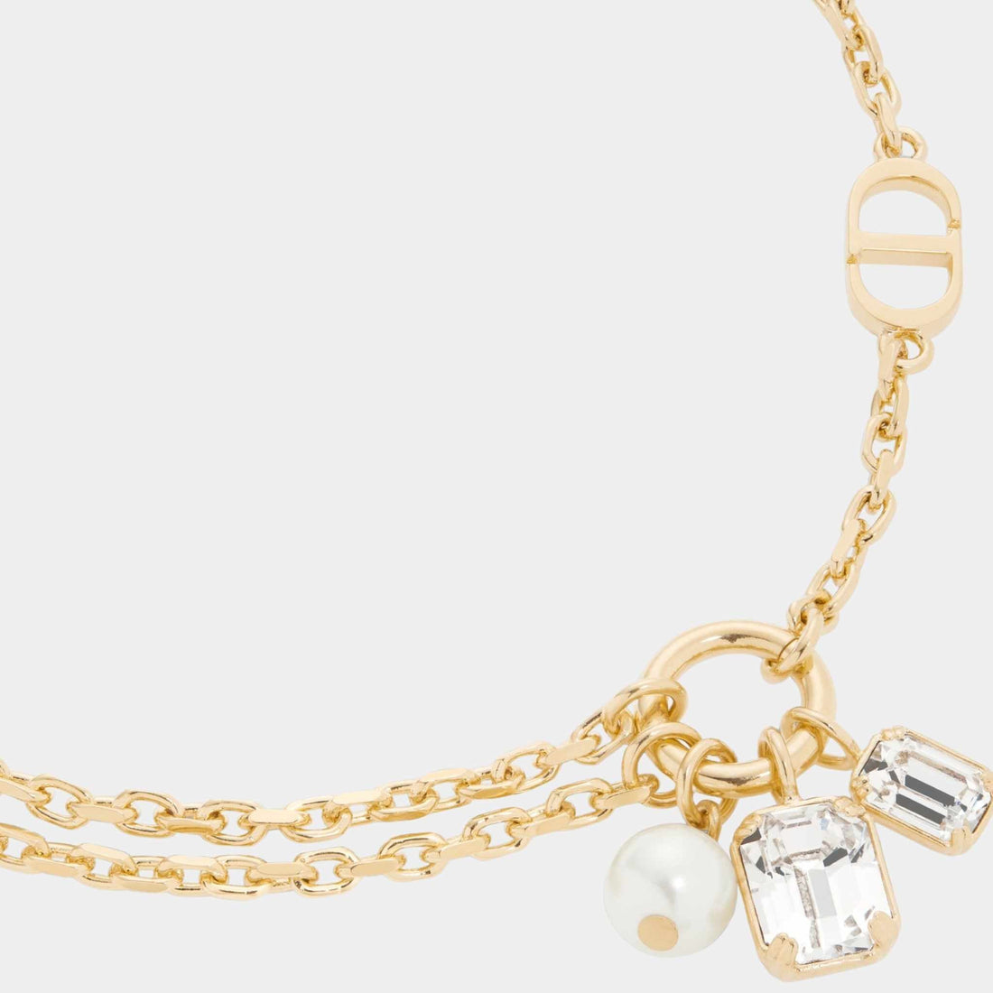 Petit CD Bracelet with White Resin Pearl and Crystals