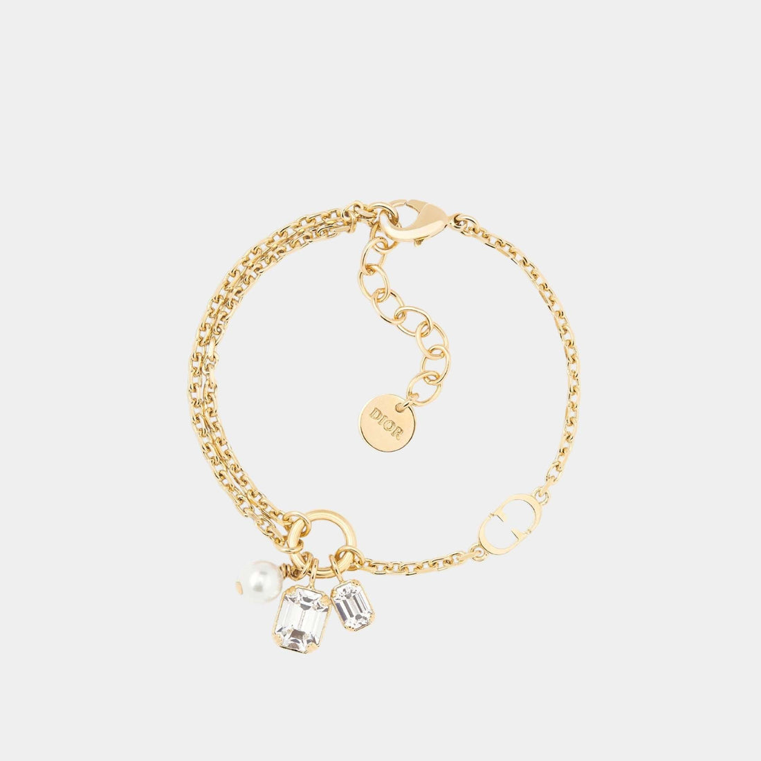 Petit CD Bracelet with White Resin Pearl and Crystals