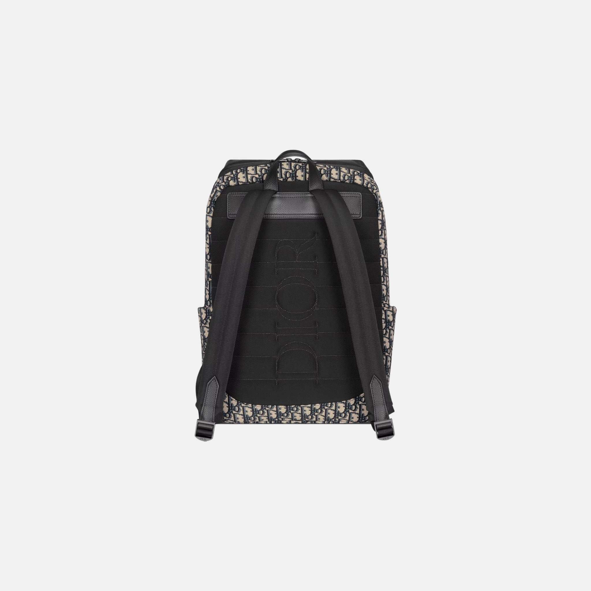 Rider Soft Zipped Backpack in Jacquard &amp; Grained Calfskin