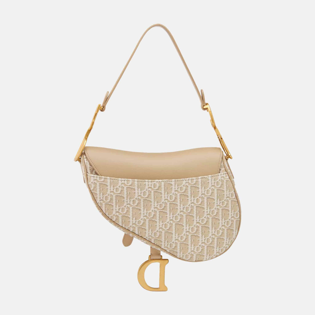 Saddle Bag With Strap Oblique Jacquard And Smooth Calfskin