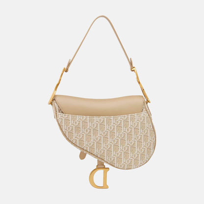 Saddle Bag With Strap Oblique Jacquard And Smooth Calfskin