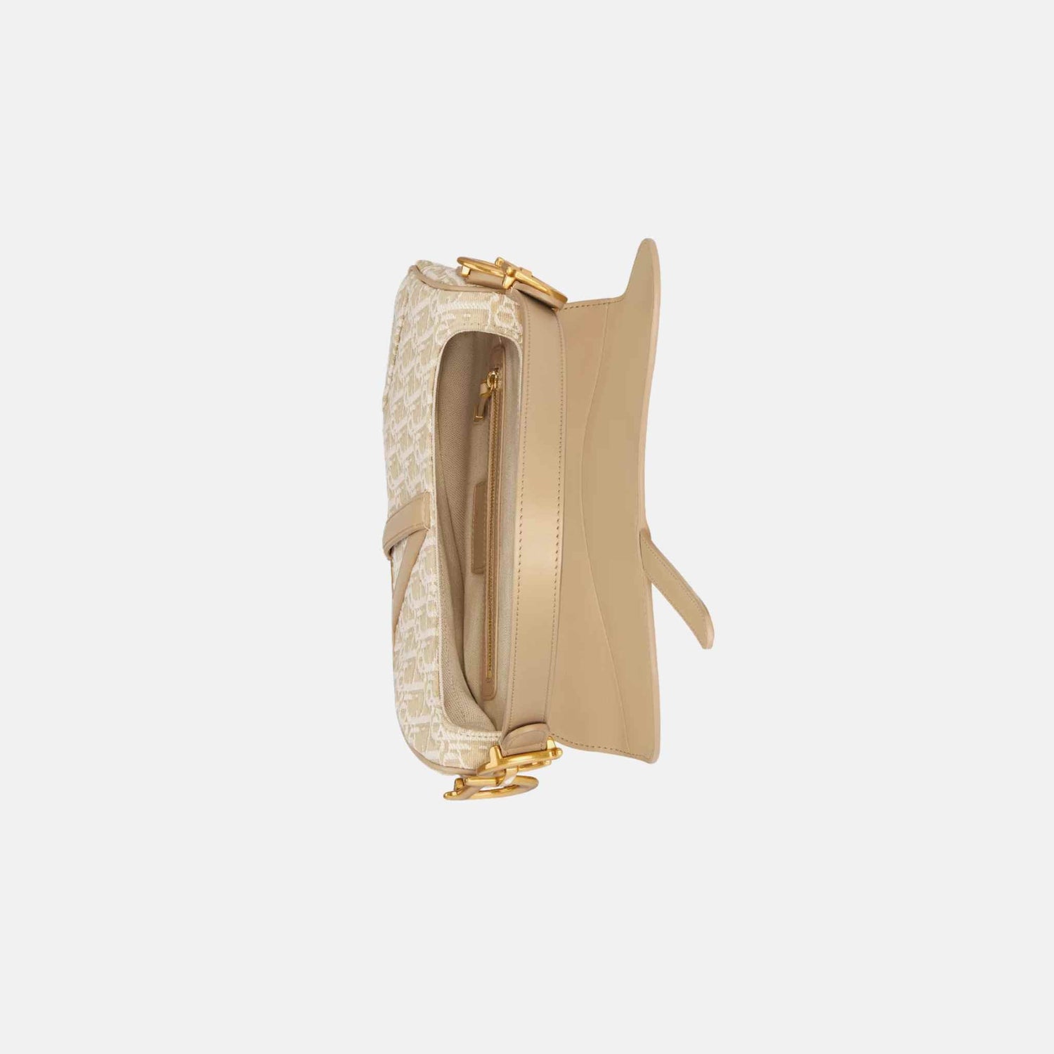 Saddle Bag With Strap Oblique Jacquard And Smooth Calfskin