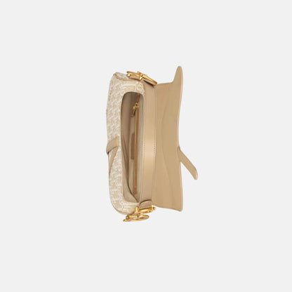 Saddle Bag With Strap Oblique Jacquard And Smooth Calfskin