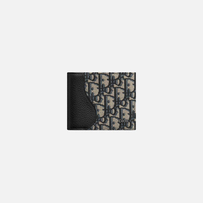 Saddle Bifold Wallet In Grained Calfskin Marquetry Jacquard