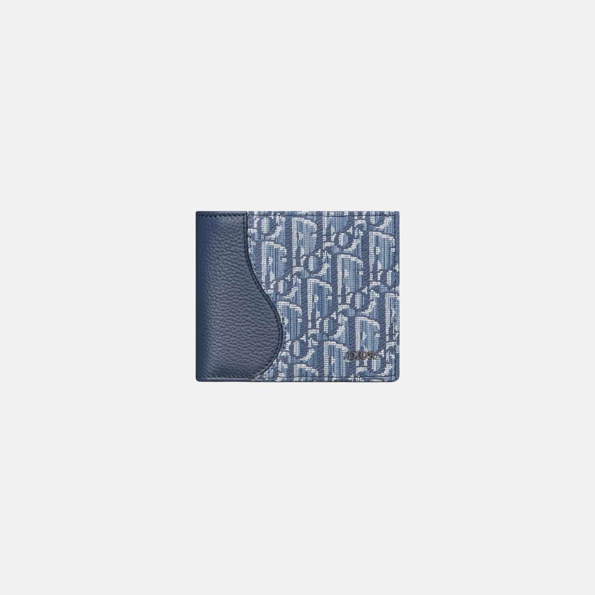 Saddle Bifold Wallet In Grained Calfskin Marquetry Jacquard