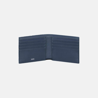 Saddle Bifold Wallet In Grained Calfskin Marquetry Jacquard