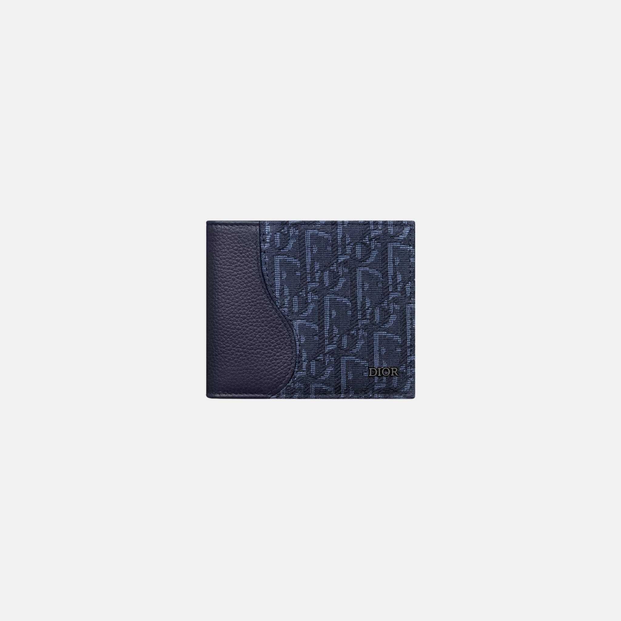 Saddle Bifold Wallet In Grained Calfskin Marquetry Jacquard