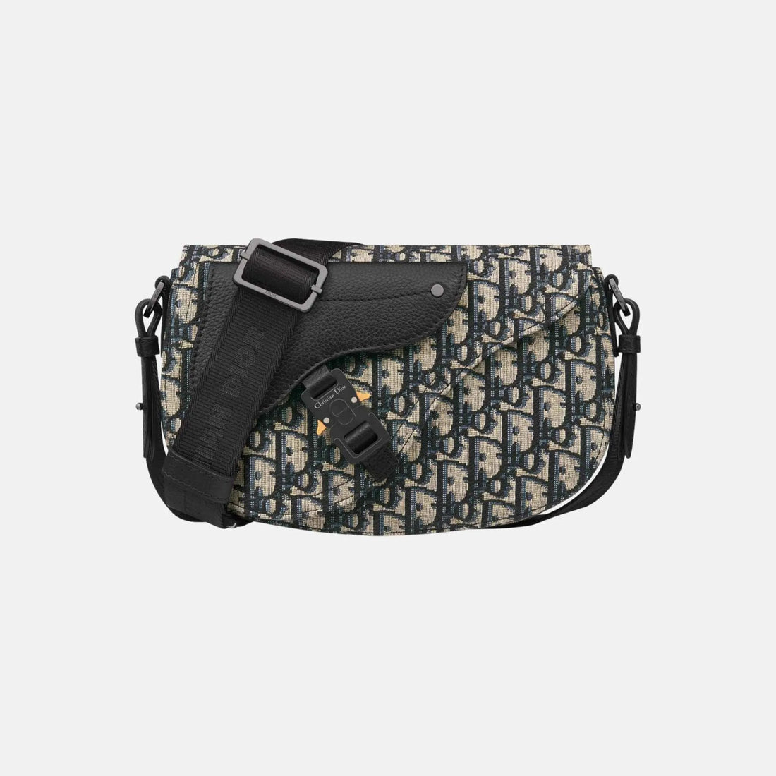Saddle Messenger Bag In Oblique Jacquard And Grained Calfskin
