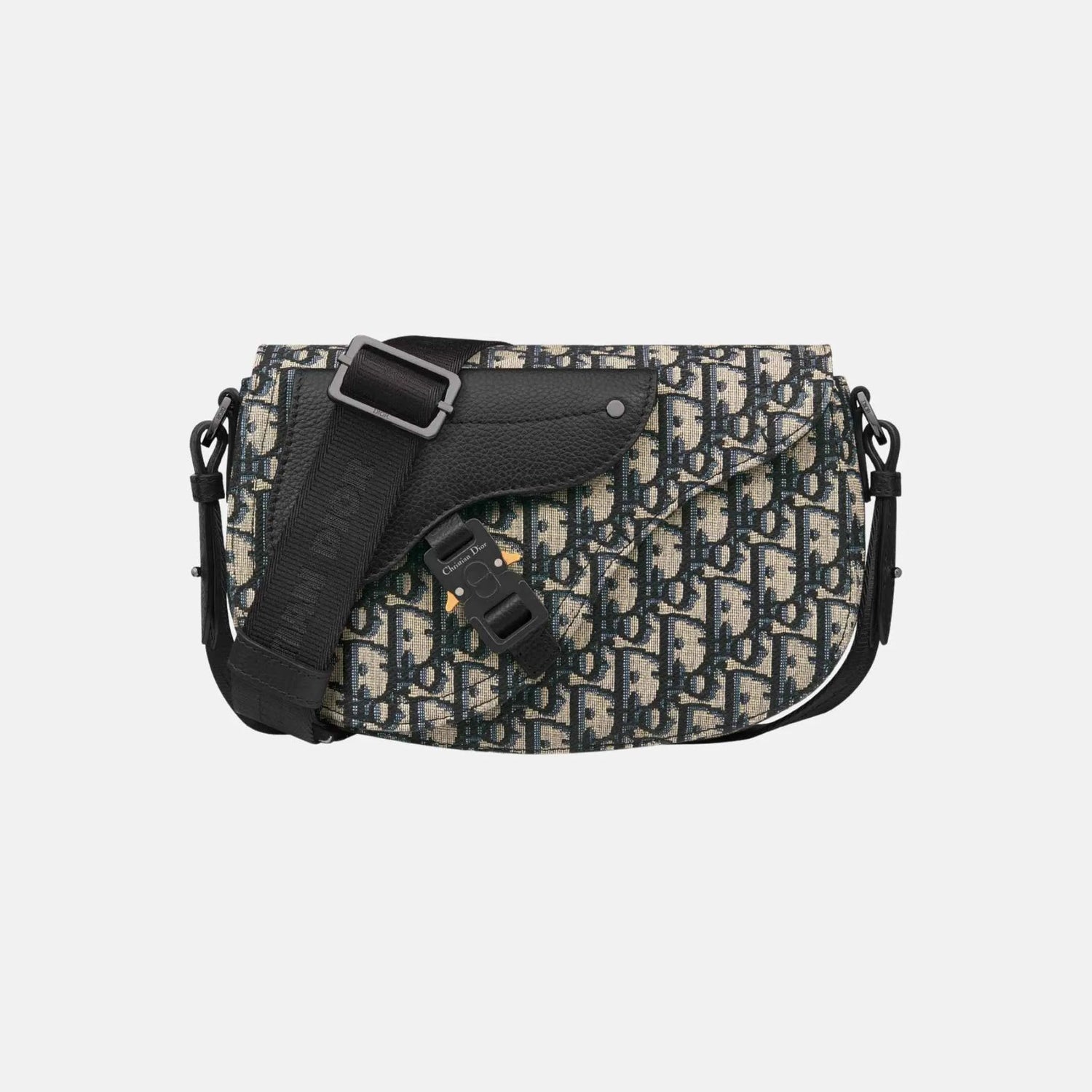 Saddle Messenger Bag In Oblique Jacquard And Grained Calfskin