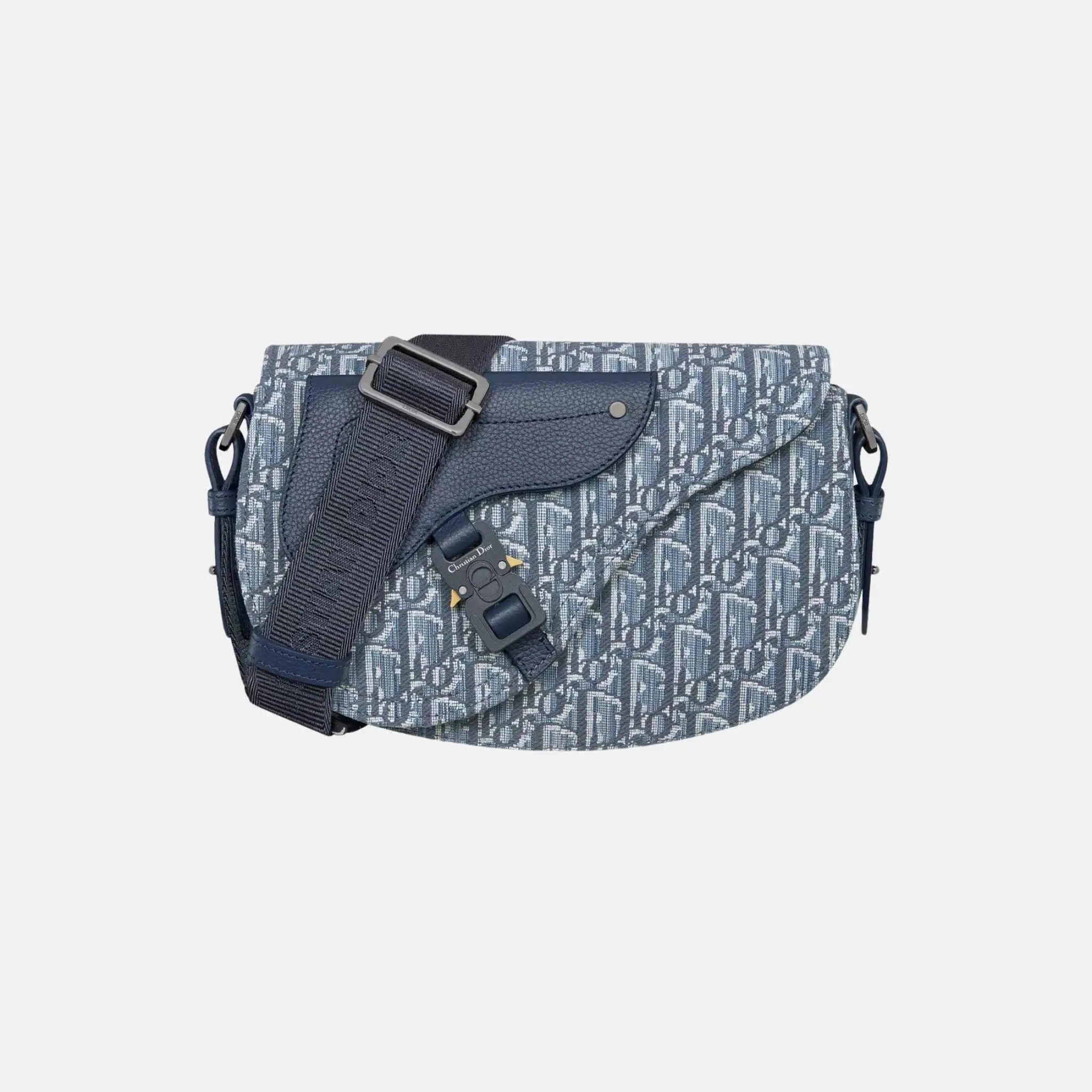 Saddle Messenger Bag In Oblique Jacquard And Grained Calfskin