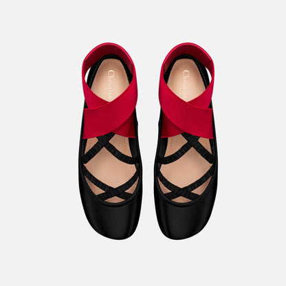 Shade Ballet Flat In Satin With Elastic Straps