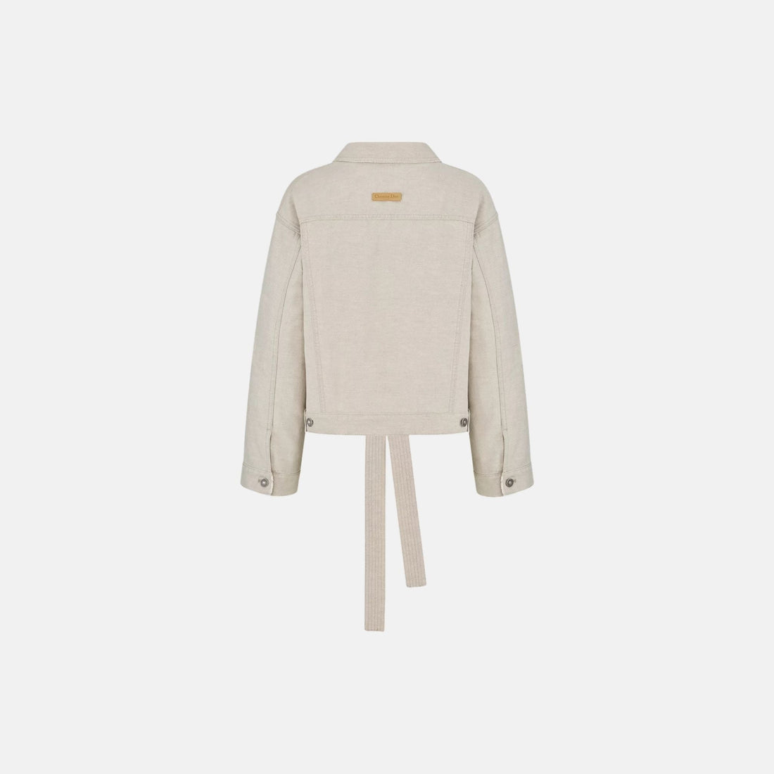 Short Belted Jacket In Cotton And Linen Denim