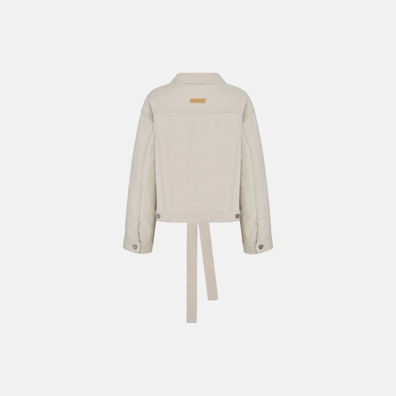 Short Belted Jacket In Cotton And Linen Denim