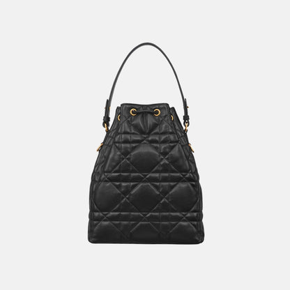 Small Caro Bucket Bag In Macrocannage Lambskin