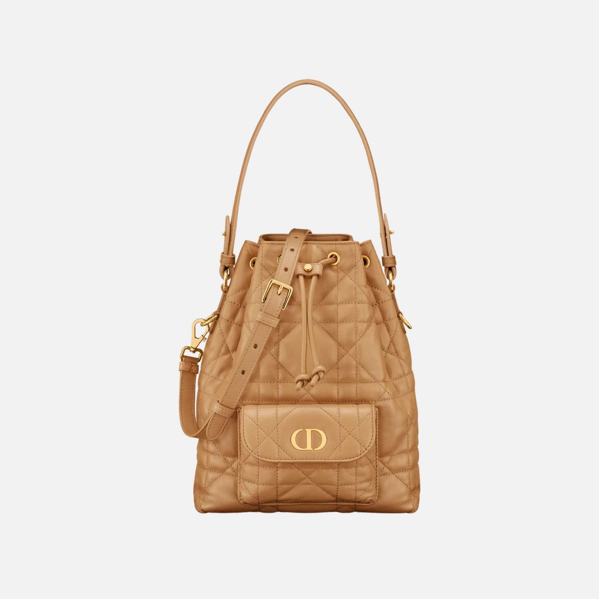 Small Caro Bucket Bag In Macrocannage Lambskin