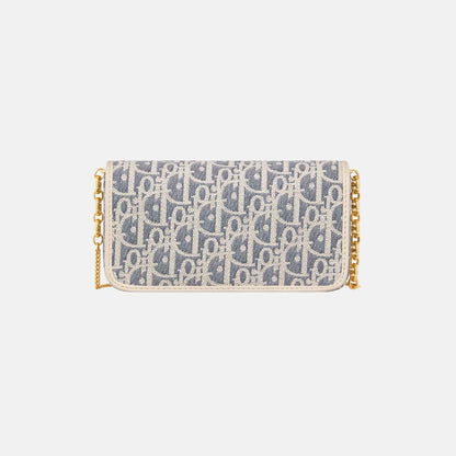 Small Miss Caro Pouch With Chain In Dior Oblique And Calfskin